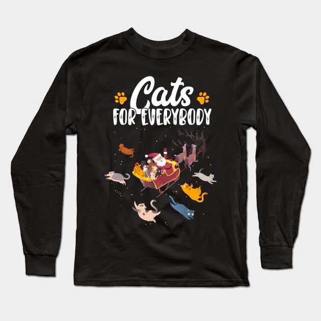 Cats for everybody funny Christmas Long Sleeve T-Shirt by Messy Nessie